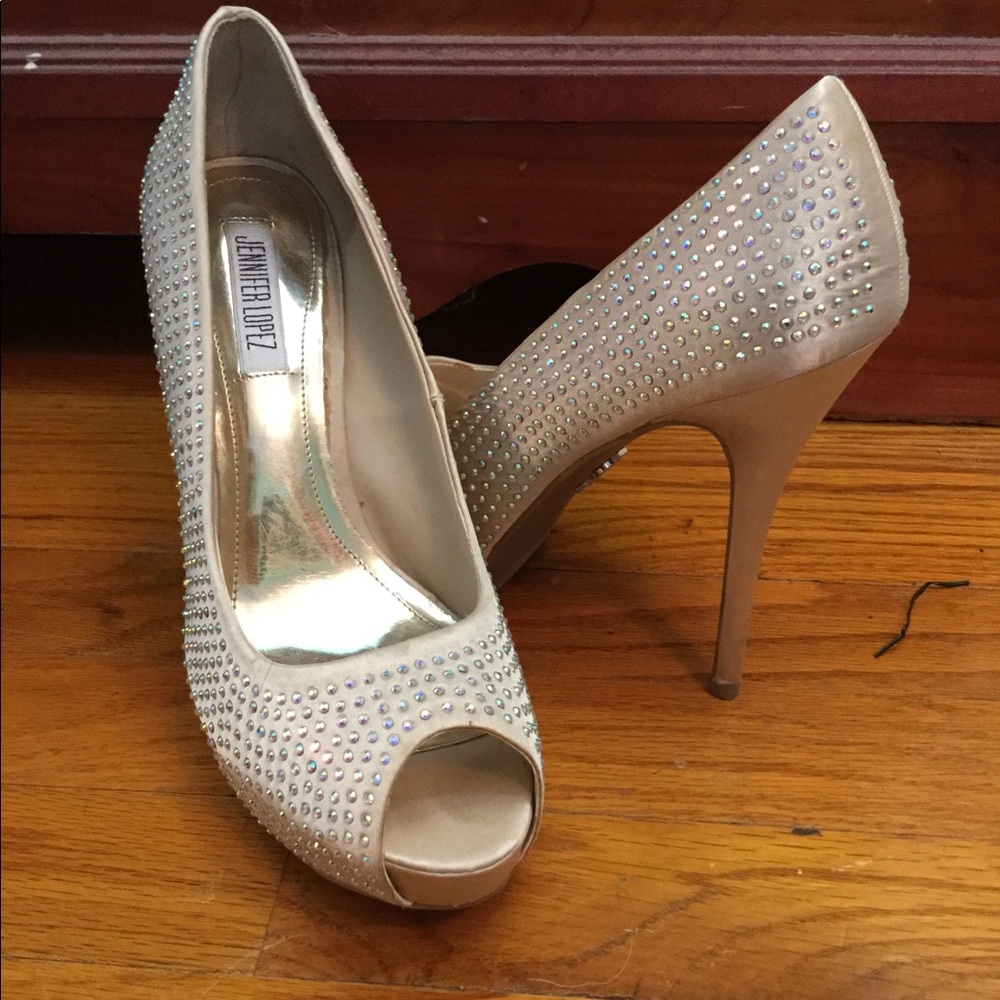 Jennifer Lopez Rhinestone Blingy Blush Heels